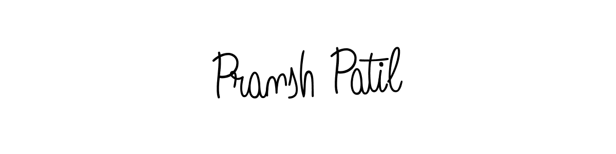 The best way (Angelique-Rose-font-FFP) to make a short signature is to pick only two or three words in your name. The name Pransh Patil include a total of six letters. For converting this name. Pransh Patil signature style 5 images and pictures png