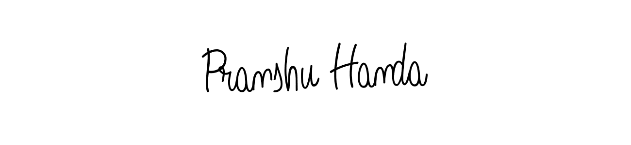 You should practise on your own different ways (Angelique-Rose-font-FFP) to write your name (Pranshu Handa) in signature. don't let someone else do it for you. Pranshu Handa signature style 5 images and pictures png