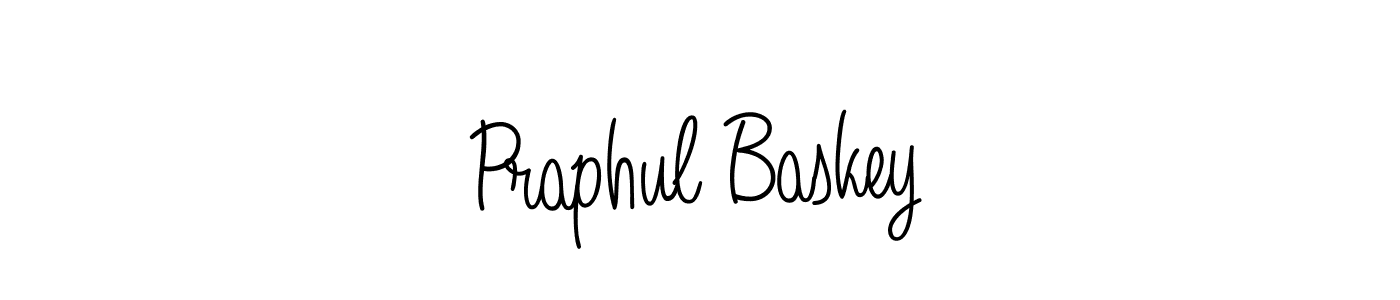 You should practise on your own different ways (Angelique-Rose-font-FFP) to write your name (Praphul Baskey) in signature. don't let someone else do it for you. Praphul Baskey signature style 5 images and pictures png