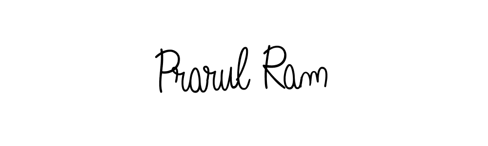 You should practise on your own different ways (Angelique-Rose-font-FFP) to write your name (Prarul Ram) in signature. don't let someone else do it for you. Prarul Ram signature style 5 images and pictures png