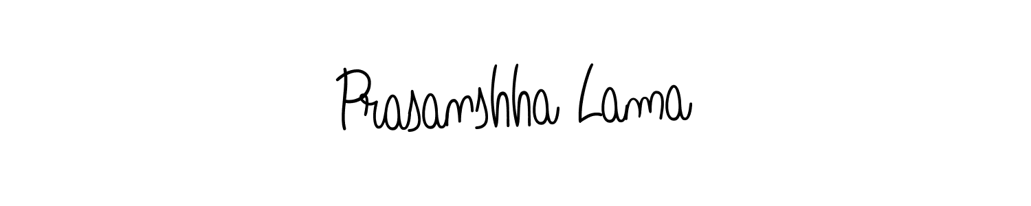 You should practise on your own different ways (Angelique-Rose-font-FFP) to write your name (Prasanshha Lama) in signature. don't let someone else do it for you. Prasanshha Lama signature style 5 images and pictures png