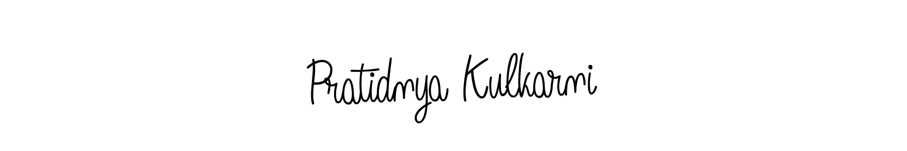 The best way (Angelique-Rose-font-FFP) to make a short signature is to pick only two or three words in your name. The name Pratidnya Kulkarni include a total of six letters. For converting this name. Pratidnya Kulkarni signature style 5 images and pictures png
