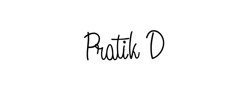 Use a signature maker to create a handwritten signature online. With this signature software, you can design (Angelique-Rose-font-FFP) your own signature for name Pratik D. Pratik D signature style 5 images and pictures png