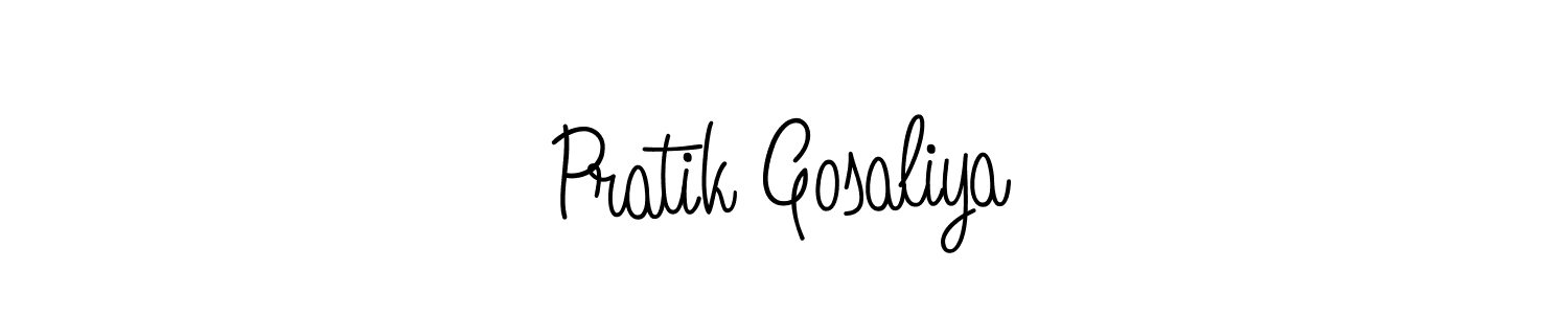 Also we have Pratik Gosaliya name is the best signature style. Create professional handwritten signature collection using Angelique-Rose-font-FFP autograph style. Pratik Gosaliya signature style 5 images and pictures png