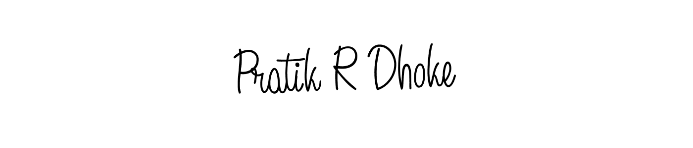 The best way (Angelique-Rose-font-FFP) to make a short signature is to pick only two or three words in your name. The name Pratik R Dhoke include a total of six letters. For converting this name. Pratik R Dhoke signature style 5 images and pictures png