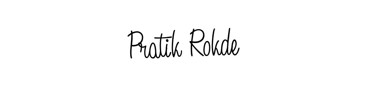 Use a signature maker to create a handwritten signature online. With this signature software, you can design (Angelique-Rose-font-FFP) your own signature for name Pratik Rokde. Pratik Rokde signature style 5 images and pictures png