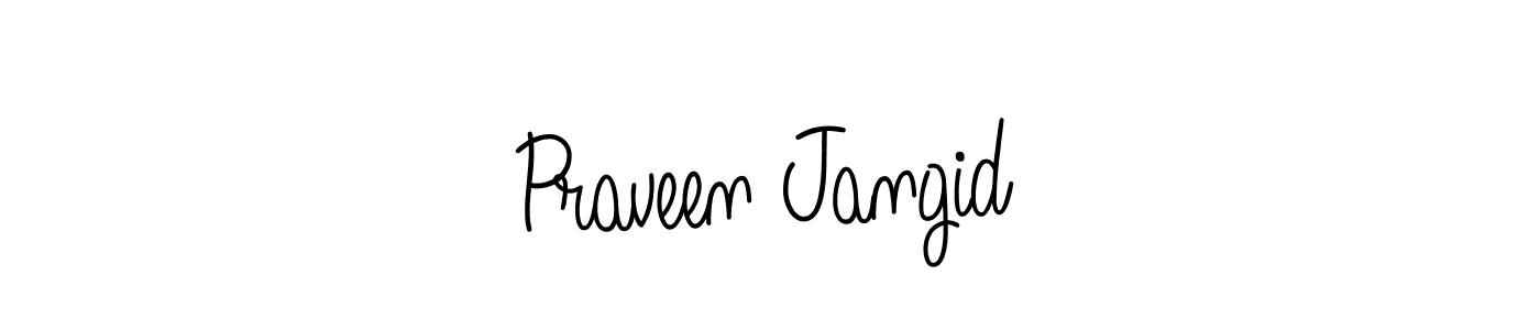 You should practise on your own different ways (Angelique-Rose-font-FFP) to write your name (Praveen Jangid) in signature. don't let someone else do it for you. Praveen Jangid signature style 5 images and pictures png