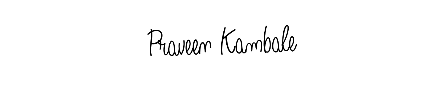 The best way (Angelique-Rose-font-FFP) to make a short signature is to pick only two or three words in your name. The name Praveen Kambale include a total of six letters. For converting this name. Praveen Kambale signature style 5 images and pictures png