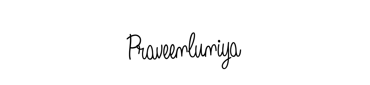 Make a beautiful signature design for name Praveenluniya. With this signature (Angelique-Rose-font-FFP) style, you can create a handwritten signature for free. Praveenluniya signature style 5 images and pictures png