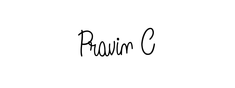 Pravin C stylish signature style. Best Handwritten Sign (Angelique-Rose-font-FFP) for my name. Handwritten Signature Collection Ideas for my name Pravin C. Pravin C signature style 5 images and pictures png