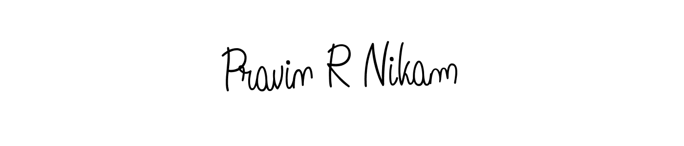 The best way (Angelique-Rose-font-FFP) to make a short signature is to pick only two or three words in your name. The name Pravin R Nikam include a total of six letters. For converting this name. Pravin R Nikam signature style 5 images and pictures png