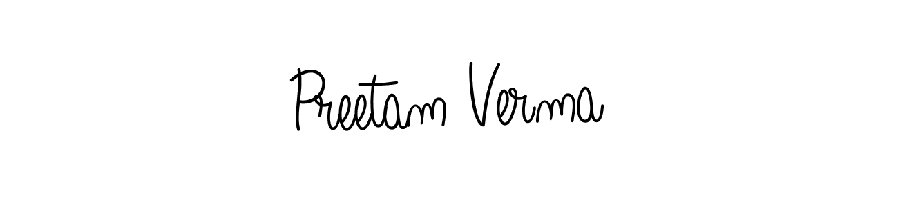 The best way (Angelique-Rose-font-FFP) to make a short signature is to pick only two or three words in your name. The name Preetam Verma include a total of six letters. For converting this name. Preetam Verma signature style 5 images and pictures png