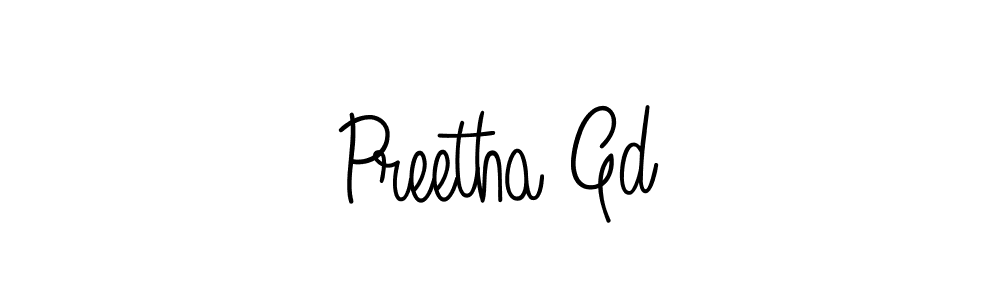 Make a beautiful signature design for name Preetha Gd. With this signature (Angelique-Rose-font-FFP) style, you can create a handwritten signature for free. Preetha Gd signature style 5 images and pictures png