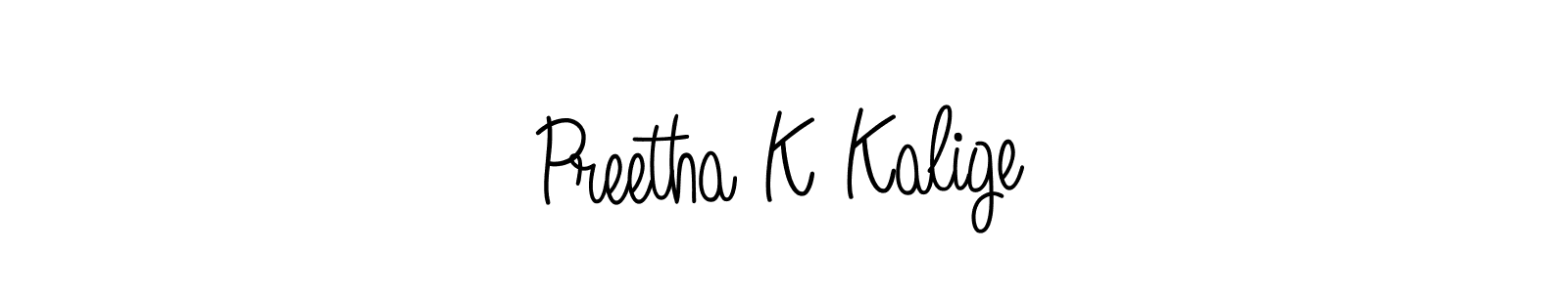 Also we have Preetha K Kalige name is the best signature style. Create professional handwritten signature collection using Angelique-Rose-font-FFP autograph style. Preetha K Kalige signature style 5 images and pictures png