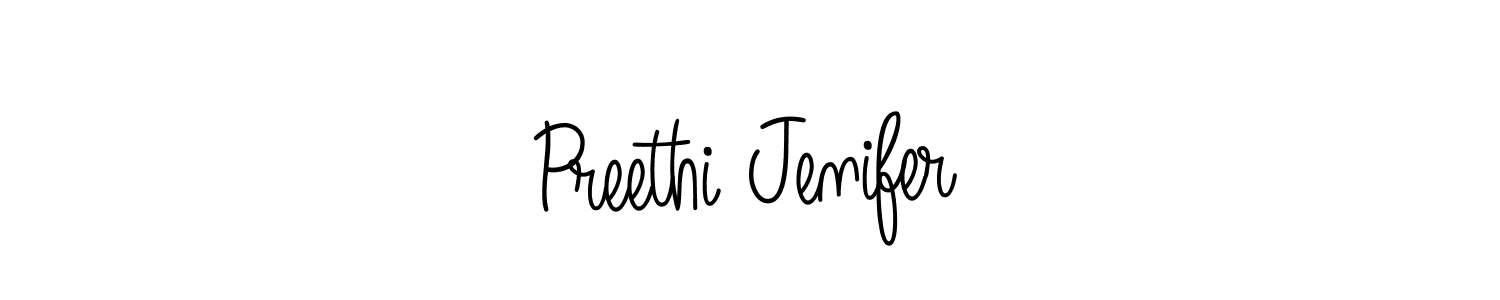 Create a beautiful signature design for name Preethi Jenifer. With this signature (Angelique-Rose-font-FFP) fonts, you can make a handwritten signature for free. Preethi Jenifer signature style 5 images and pictures png