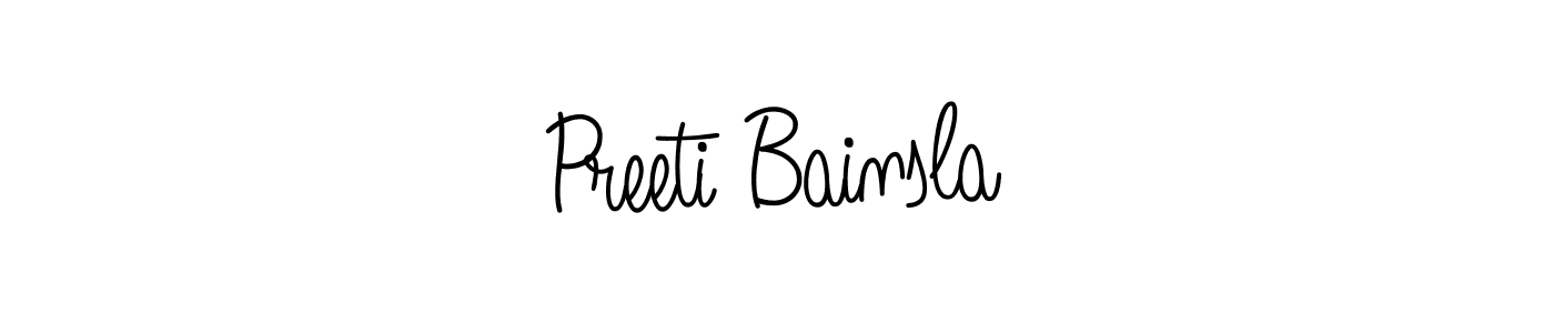 How to make Preeti Bainsla name signature. Use Angelique-Rose-font-FFP style for creating short signs online. This is the latest handwritten sign. Preeti Bainsla signature style 5 images and pictures png