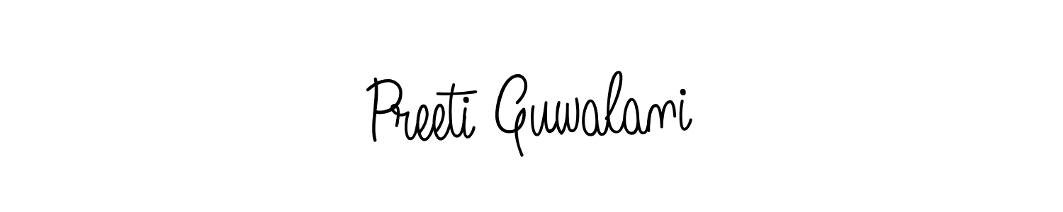 Create a beautiful signature design for name Preeti Guwalani. With this signature (Angelique-Rose-font-FFP) fonts, you can make a handwritten signature for free. Preeti Guwalani signature style 5 images and pictures png