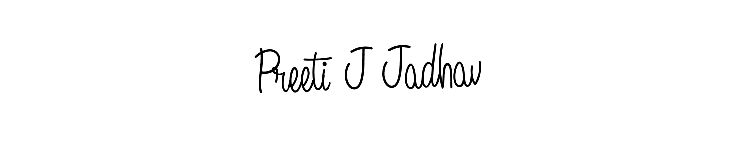 Create a beautiful signature design for name Preeti J Jadhav. With this signature (Angelique-Rose-font-FFP) fonts, you can make a handwritten signature for free. Preeti J Jadhav signature style 5 images and pictures png