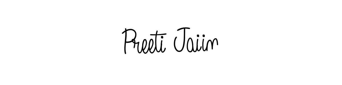 How to make Preeti Jaiin name signature. Use Angelique-Rose-font-FFP style for creating short signs online. This is the latest handwritten sign. Preeti Jaiin signature style 5 images and pictures png