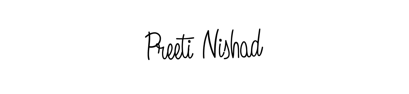 Make a beautiful signature design for name Preeti Nishad. With this signature (Angelique-Rose-font-FFP) style, you can create a handwritten signature for free. Preeti Nishad signature style 5 images and pictures png