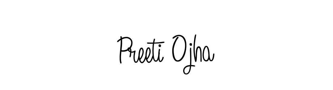 The best way (Angelique-Rose-font-FFP) to make a short signature is to pick only two or three words in your name. The name Preeti Ojha include a total of six letters. For converting this name. Preeti Ojha signature style 5 images and pictures png