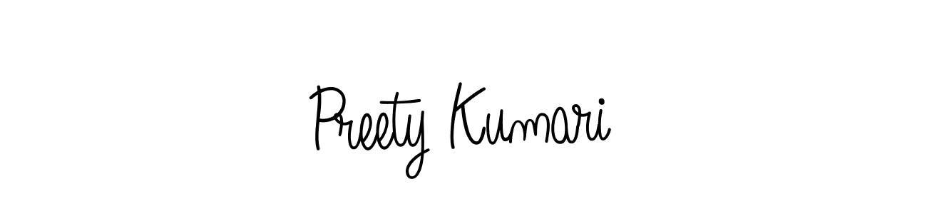 Make a beautiful signature design for name Preety Kumari. With this signature (Angelique-Rose-font-FFP) style, you can create a handwritten signature for free. Preety Kumari signature style 5 images and pictures png