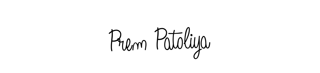 You should practise on your own different ways (Angelique-Rose-font-FFP) to write your name (Prem Patoliya) in signature. don't let someone else do it for you. Prem Patoliya signature style 5 images and pictures png