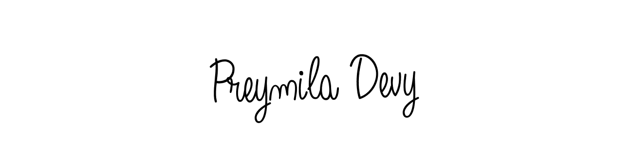 The best way (Angelique-Rose-font-FFP) to make a short signature is to pick only two or three words in your name. The name Preymila Devy include a total of six letters. For converting this name. Preymila Devy signature style 5 images and pictures png