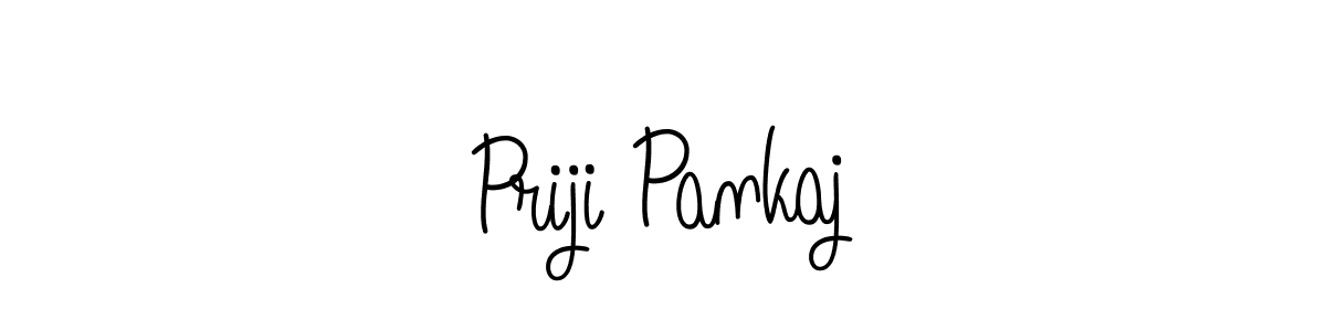 The best way (Angelique-Rose-font-FFP) to make a short signature is to pick only two or three words in your name. The name Priji Pankaj include a total of six letters. For converting this name. Priji Pankaj signature style 5 images and pictures png
