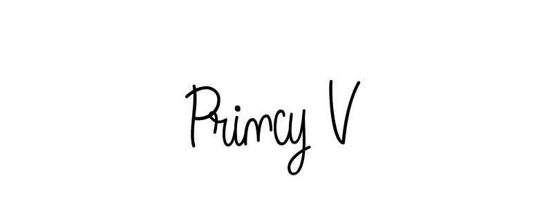 How to make Princy V name signature. Use Angelique-Rose-font-FFP style for creating short signs online. This is the latest handwritten sign. Princy V signature style 5 images and pictures png