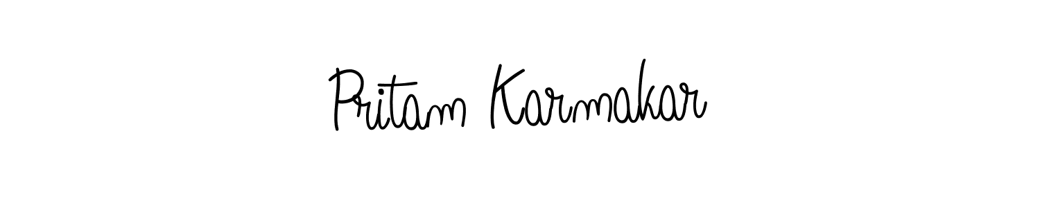 You should practise on your own different ways (Angelique-Rose-font-FFP) to write your name (Pritam Karmakar) in signature. don't let someone else do it for you. Pritam Karmakar signature style 5 images and pictures png