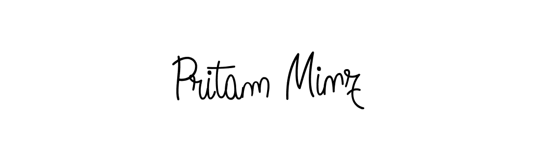 Make a beautiful signature design for name Pritam Minz. With this signature (Angelique-Rose-font-FFP) style, you can create a handwritten signature for free. Pritam Minz signature style 5 images and pictures png