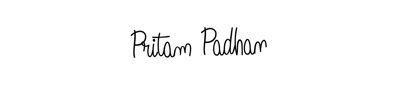 The best way (Angelique-Rose-font-FFP) to make a short signature is to pick only two or three words in your name. The name Pritam Padhan include a total of six letters. For converting this name. Pritam Padhan signature style 5 images and pictures png