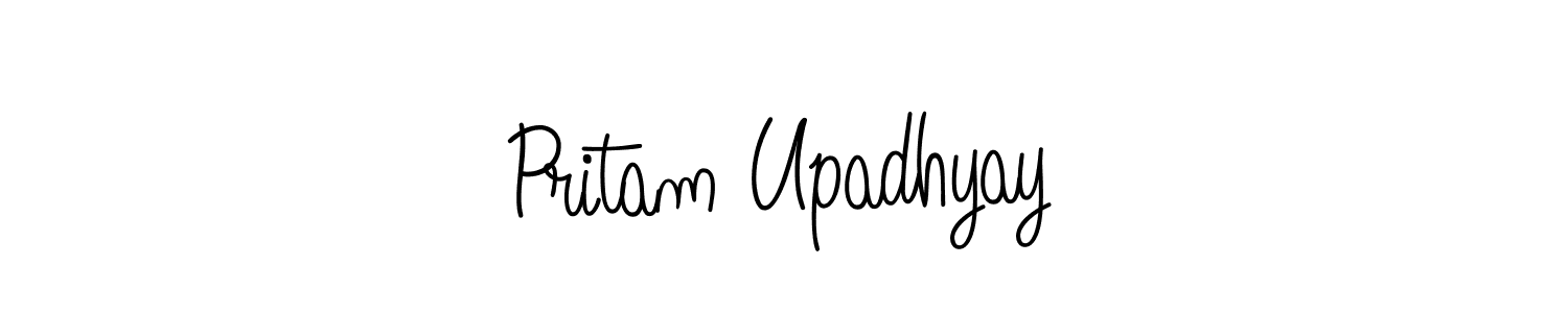 Make a beautiful signature design for name Pritam Upadhyay. With this signature (Angelique-Rose-font-FFP) style, you can create a handwritten signature for free. Pritam Upadhyay signature style 5 images and pictures png