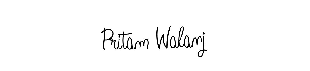 The best way (Angelique-Rose-font-FFP) to make a short signature is to pick only two or three words in your name. The name Pritam Walanj include a total of six letters. For converting this name. Pritam Walanj signature style 5 images and pictures png