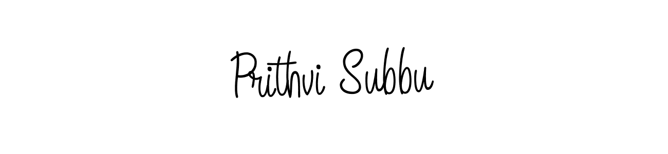 Make a beautiful signature design for name Prithvi Subbu. With this signature (Angelique-Rose-font-FFP) style, you can create a handwritten signature for free. Prithvi Subbu signature style 5 images and pictures png