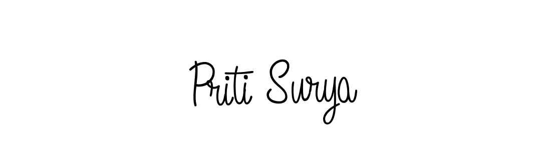 The best way (Angelique-Rose-font-FFP) to make a short signature is to pick only two or three words in your name. The name Priti Surya include a total of six letters. For converting this name. Priti Surya signature style 5 images and pictures png