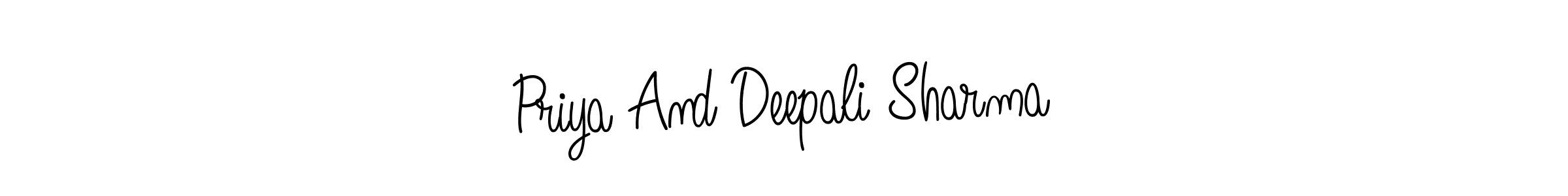 Create a beautiful signature design for name Priya And Deepali Sharma. With this signature (Angelique-Rose-font-FFP) fonts, you can make a handwritten signature for free. Priya And Deepali Sharma signature style 5 images and pictures png