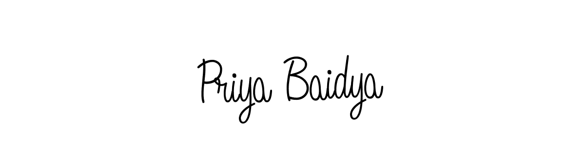 Use a signature maker to create a handwritten signature online. With this signature software, you can design (Angelique-Rose-font-FFP) your own signature for name Priya Baidya. Priya Baidya signature style 5 images and pictures png