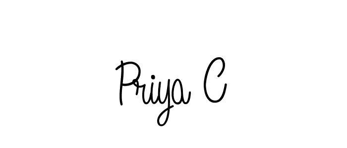 The best way (Angelique-Rose-font-FFP) to make a short signature is to pick only two or three words in your name. The name Priya C include a total of six letters. For converting this name. Priya C signature style 5 images and pictures png