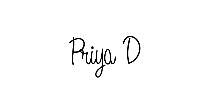 How to make Priya D name signature. Use Angelique-Rose-font-FFP style for creating short signs online. This is the latest handwritten sign. Priya D signature style 5 images and pictures png