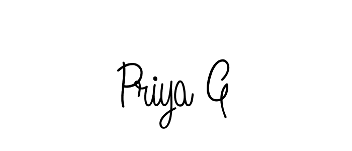 Make a beautiful signature design for name Priya G. With this signature (Angelique-Rose-font-FFP) style, you can create a handwritten signature for free. Priya G signature style 5 images and pictures png