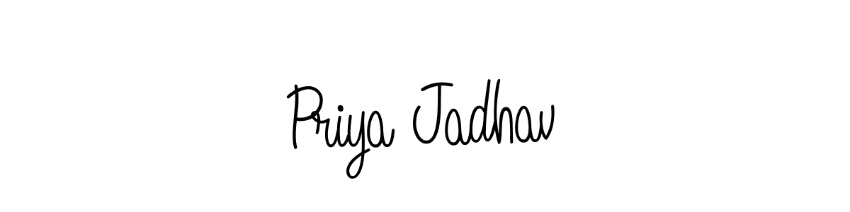 The best way (Angelique-Rose-font-FFP) to make a short signature is to pick only two or three words in your name. The name Priya Jadhav include a total of six letters. For converting this name. Priya Jadhav signature style 5 images and pictures png