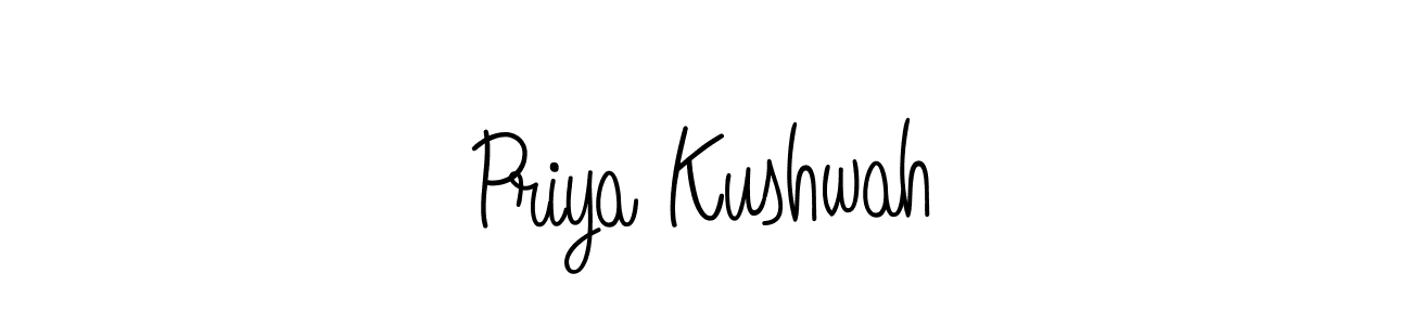 The best way (Angelique-Rose-font-FFP) to make a short signature is to pick only two or three words in your name. The name Priya Kushwah include a total of six letters. For converting this name. Priya Kushwah signature style 5 images and pictures png