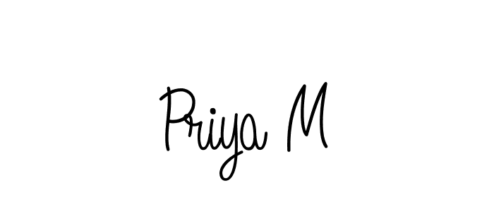 Design your own signature with our free online signature maker. With this signature software, you can create a handwritten (Angelique-Rose-font-FFP) signature for name Priya M. Priya M signature style 5 images and pictures png