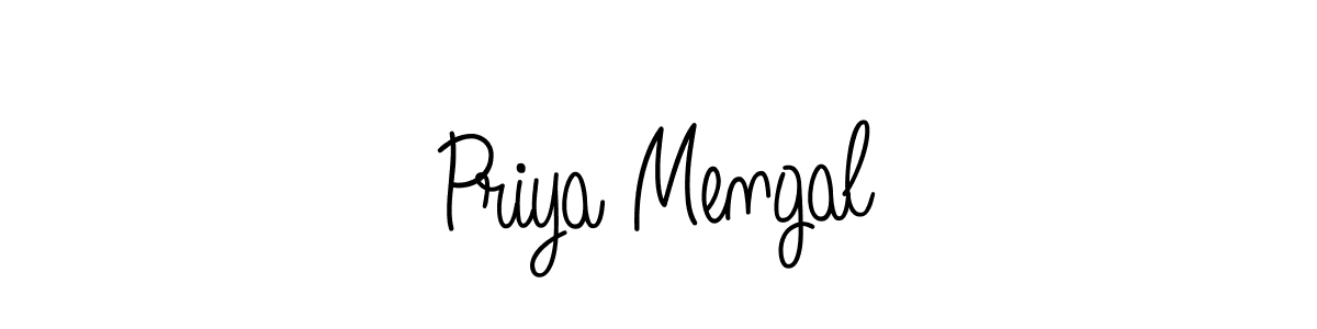 You should practise on your own different ways (Angelique-Rose-font-FFP) to write your name (Priya Mengal) in signature. don't let someone else do it for you. Priya Mengal signature style 5 images and pictures png