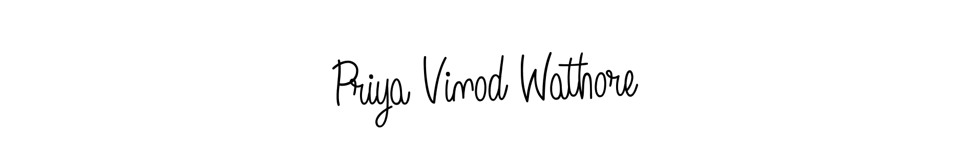 Priya Vinod Wathore stylish signature style. Best Handwritten Sign (Angelique-Rose-font-FFP) for my name. Handwritten Signature Collection Ideas for my name Priya Vinod Wathore. Priya Vinod Wathore signature style 5 images and pictures png