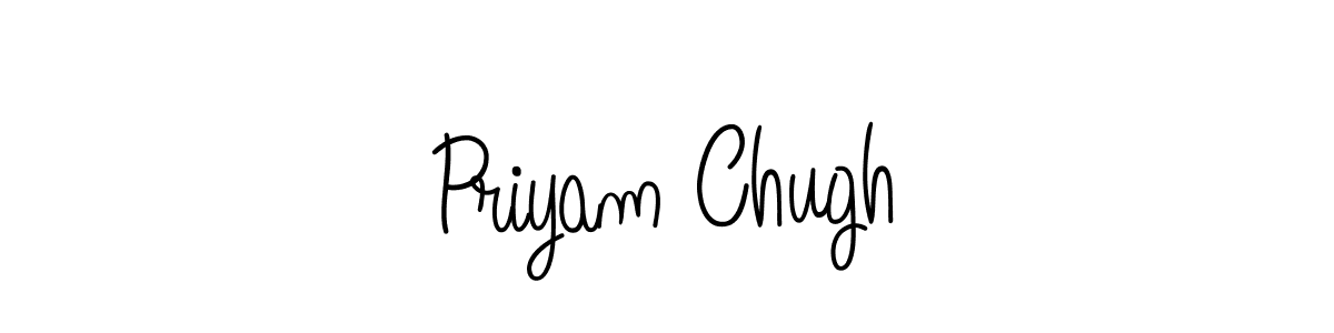 You should practise on your own different ways (Angelique-Rose-font-FFP) to write your name (Priyam Chugh) in signature. don't let someone else do it for you. Priyam Chugh signature style 5 images and pictures png