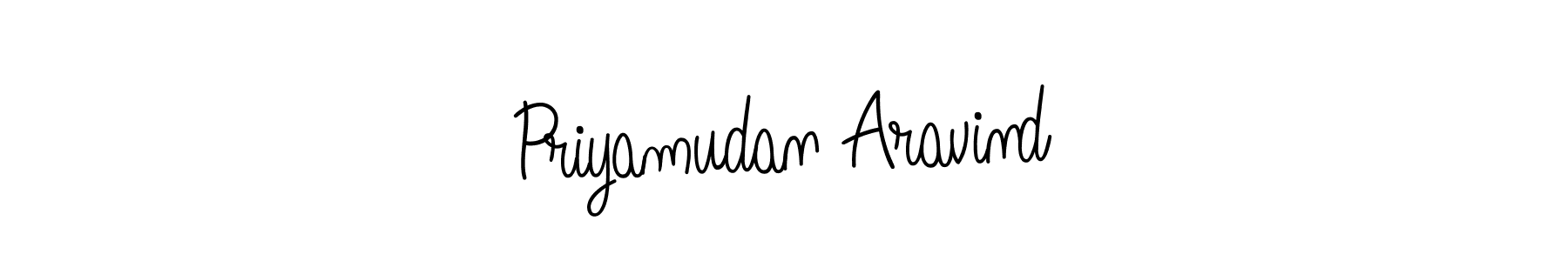 Priyamudan Aravind stylish signature style. Best Handwritten Sign (Angelique-Rose-font-FFP) for my name. Handwritten Signature Collection Ideas for my name Priyamudan Aravind. Priyamudan Aravind signature style 5 images and pictures png