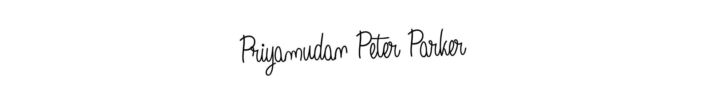 How to make Priyamudan Peter Parker name signature. Use Angelique-Rose-font-FFP style for creating short signs online. This is the latest handwritten sign. Priyamudan Peter Parker signature style 5 images and pictures png